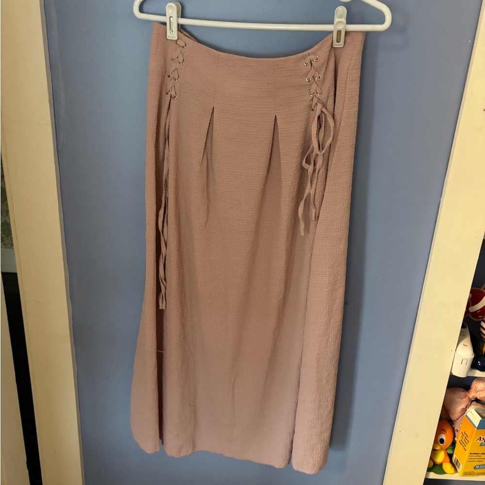 SHEIN Dusty Pink A-Line Skirt with Lace-Up Detail